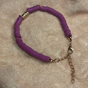 Purple Beaded Bracelet with Gold Accents